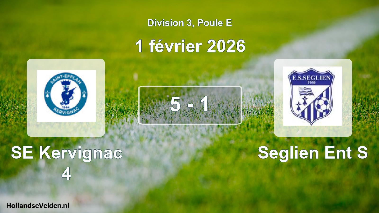 Match joué: SE Kervignac 4 - Seglien Ent S 5 - 1 (1 février 2026)