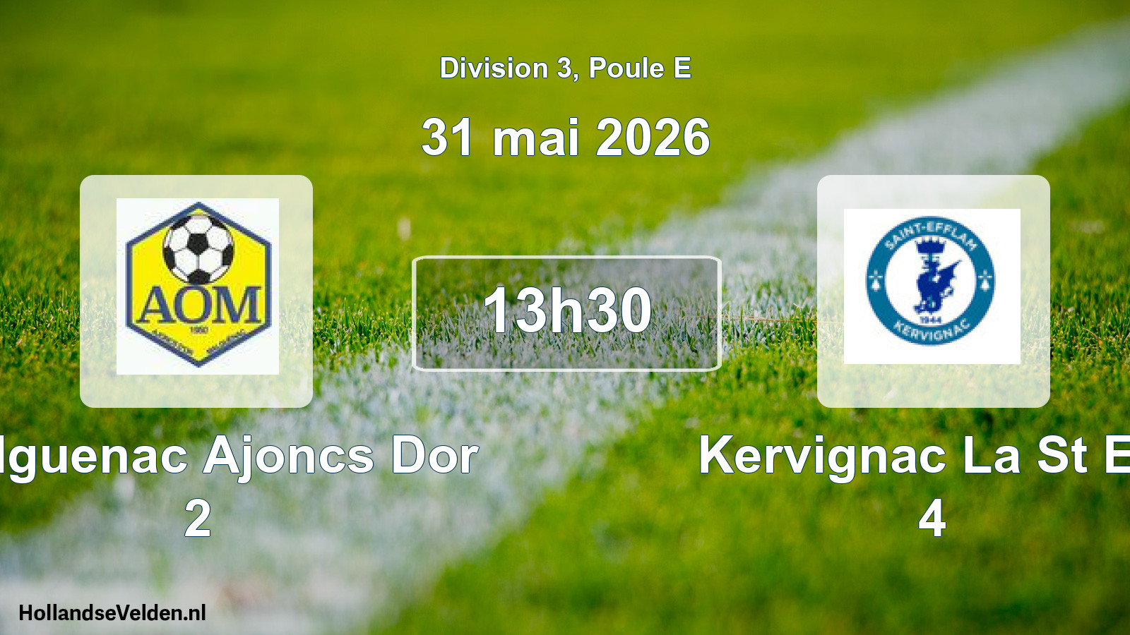 Match programmé: Malguenac Ajoncs Dor 2 - SE Kervignac 4 (31 mai 2026)