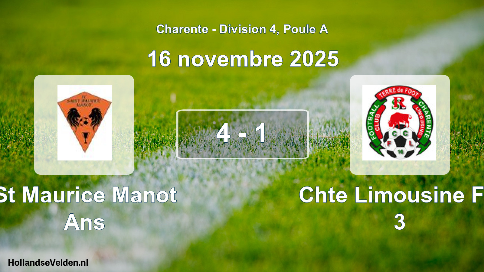 Gespeelde wedstrijd: St Maurice Manot Ans - Chte Limousine FC 3 4 - 1 (16 november 2025)
