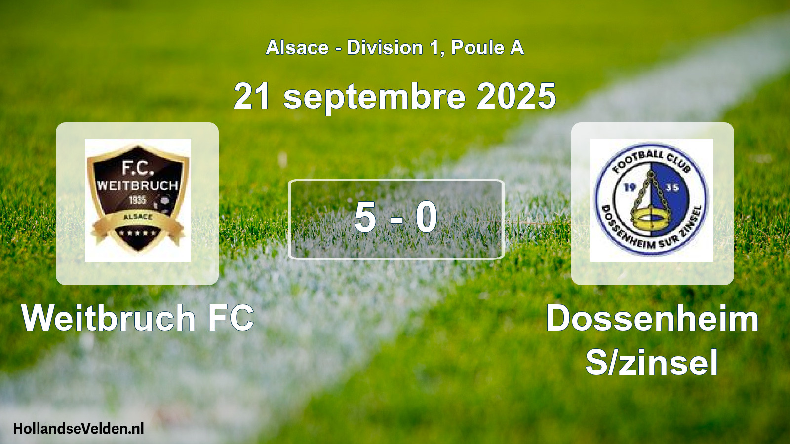 Match joué: Weitbruch FC - Dossenheim S/zinsel 5 - 0 (21 septembre 2025)