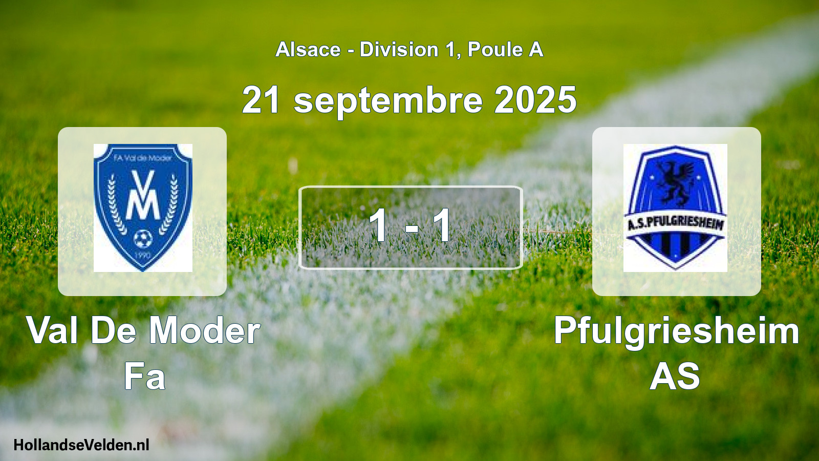 Match joué: Val De Moder Fa - Pfulgriesheim AS 1 - 1 (21 septembre 2025)