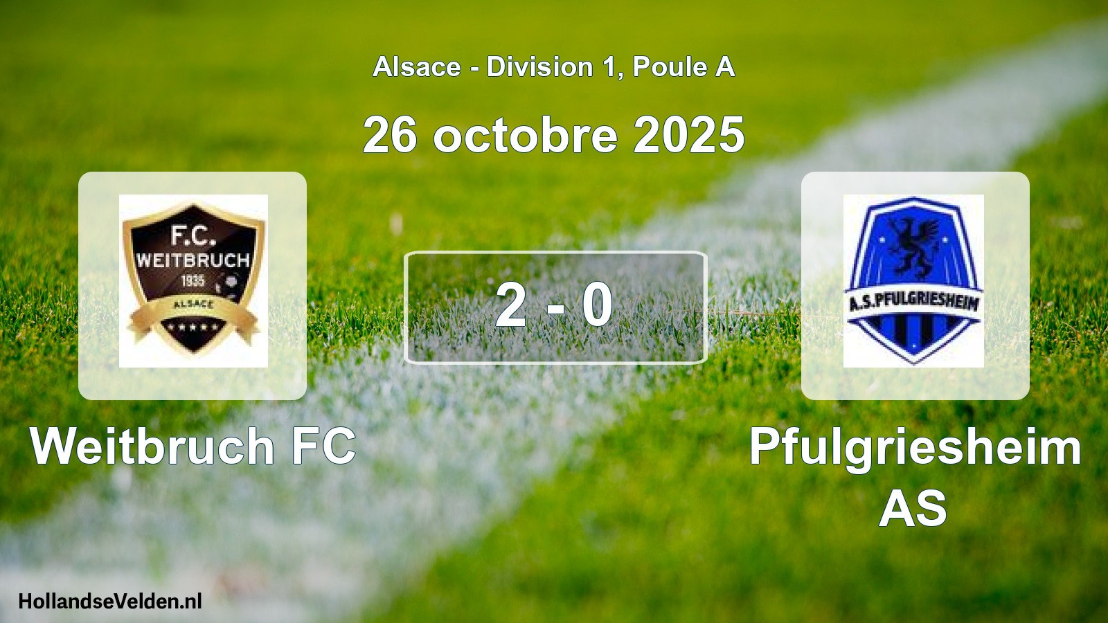 Match joué: Weitbruch FC - Pfulgriesheim AS 2 - 0 (26 octobre 2025)