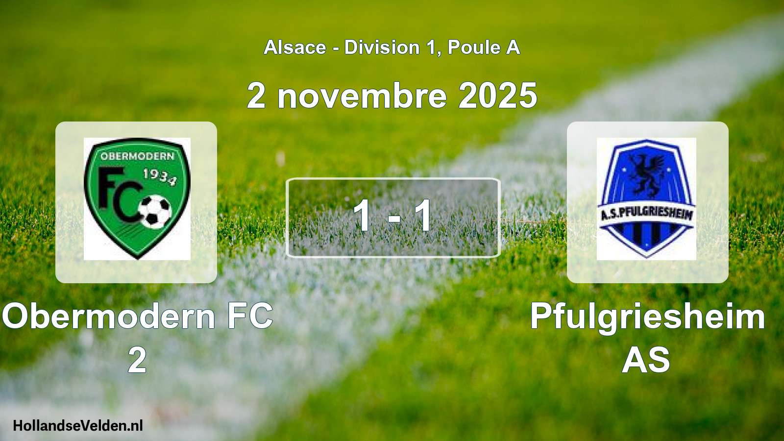 Total number of matches played: Obermodern FC 2 - Pfulgriesheim AS 1 - 1 (2 November 2025)