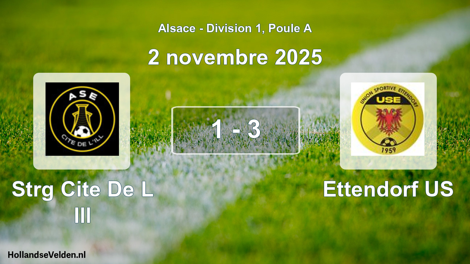 Match joué: Strg Cite De L Ill - Ettendorf US 1 - 3 (2 novembre 2025)