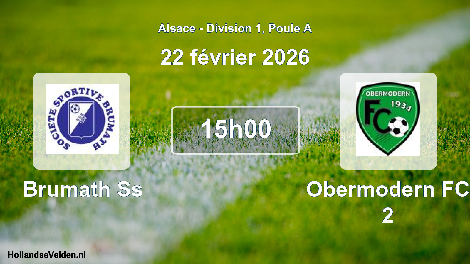 Match programmé: Brumath Ss - Obermodern FC 2 (22 février 2026)