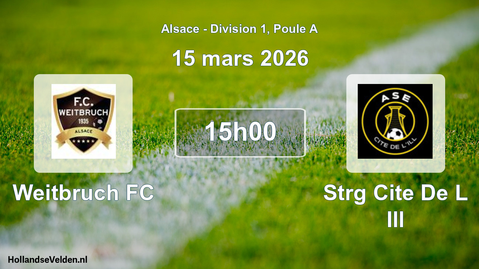 Match programmé: Weitbruch FC - Strg Cite De L Ill (15 mars 2026)