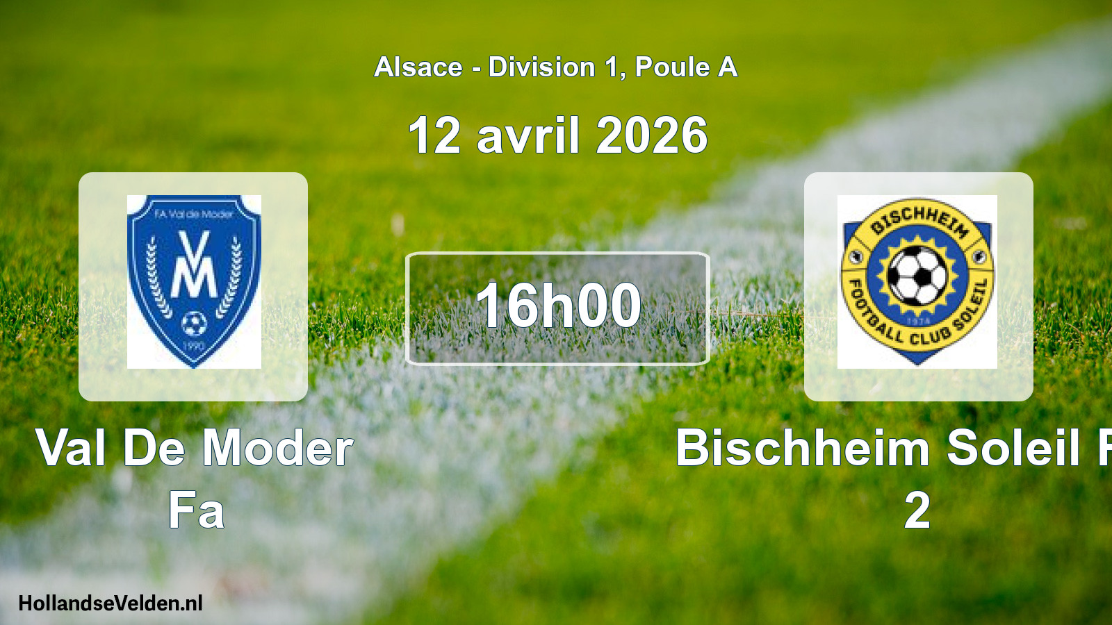 Match programmé: Val De Moder Fa - Bischheim Soleil FC 2 (12 avril 2026)