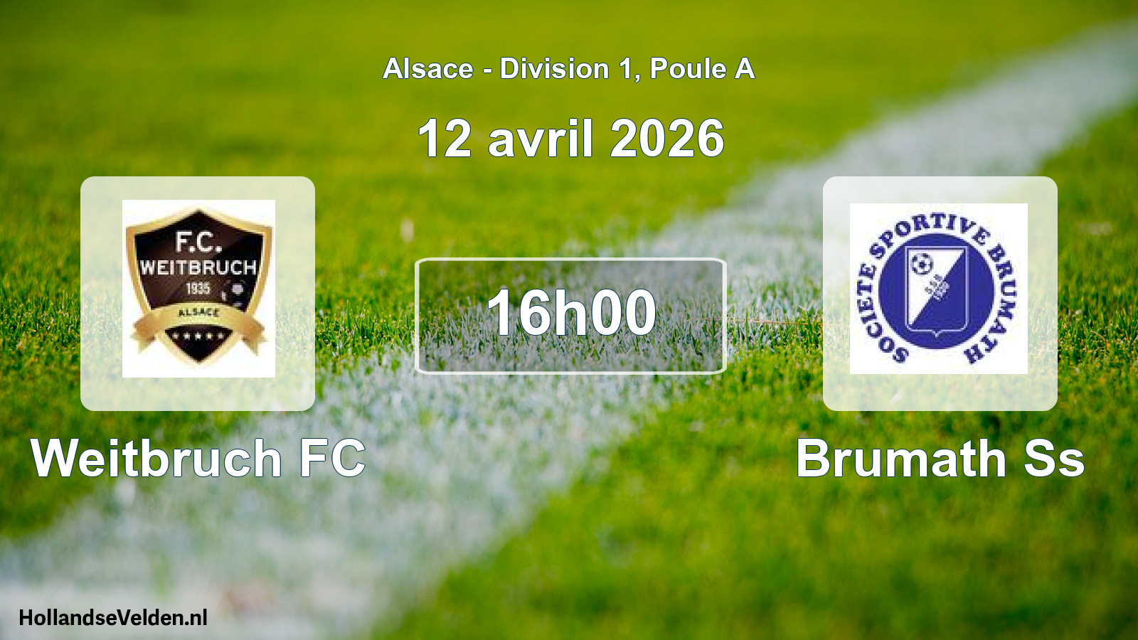 Match programmé: Weitbruch FC - Brumath Ss (12 avril 2026)