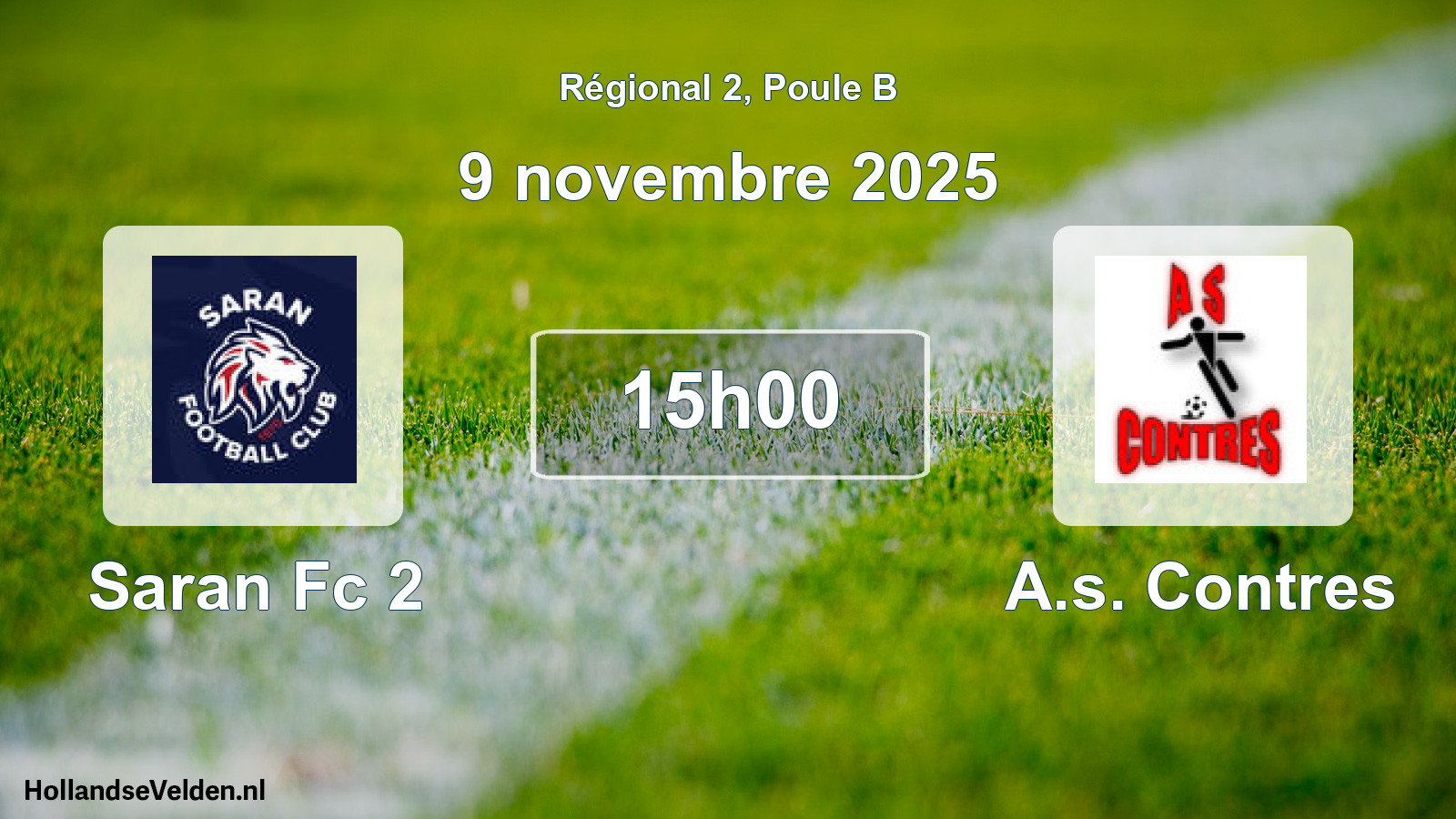 Geplande wedstrijd: Saran Fc 2 - A.s. Contres (9 november 2025)