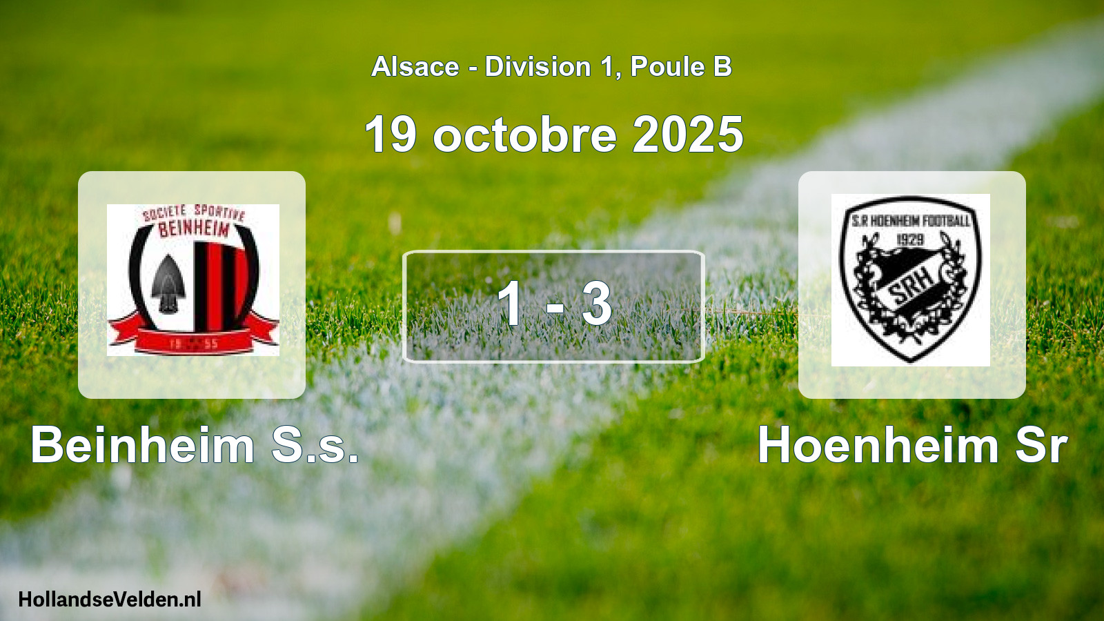 Match joué: Beinheim S.s. - Hoenheim Sr 1 - 3 (19 octobre 2025)