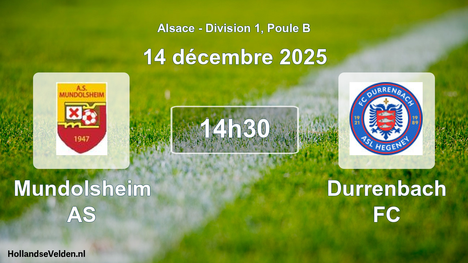 Match programmé: Mundolsheim AS - Durrenbach FC (14 décembre 2025)