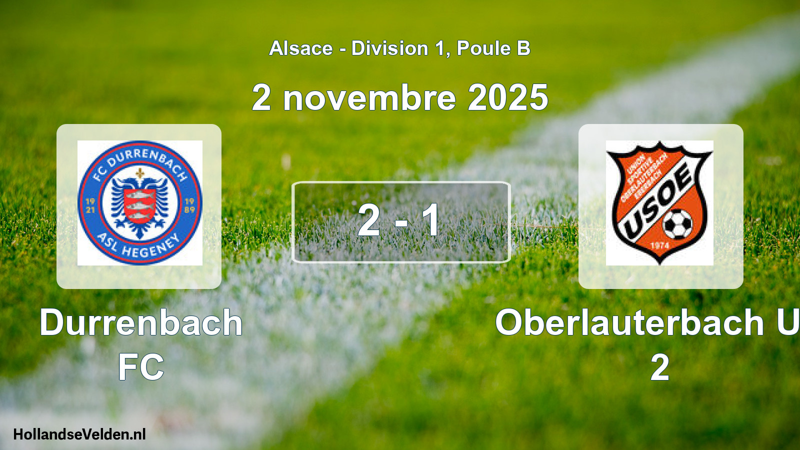 Total number of matches played: Durrenbach FC - Oberlauterbach US 2 2 - 1 (2 November 2025)