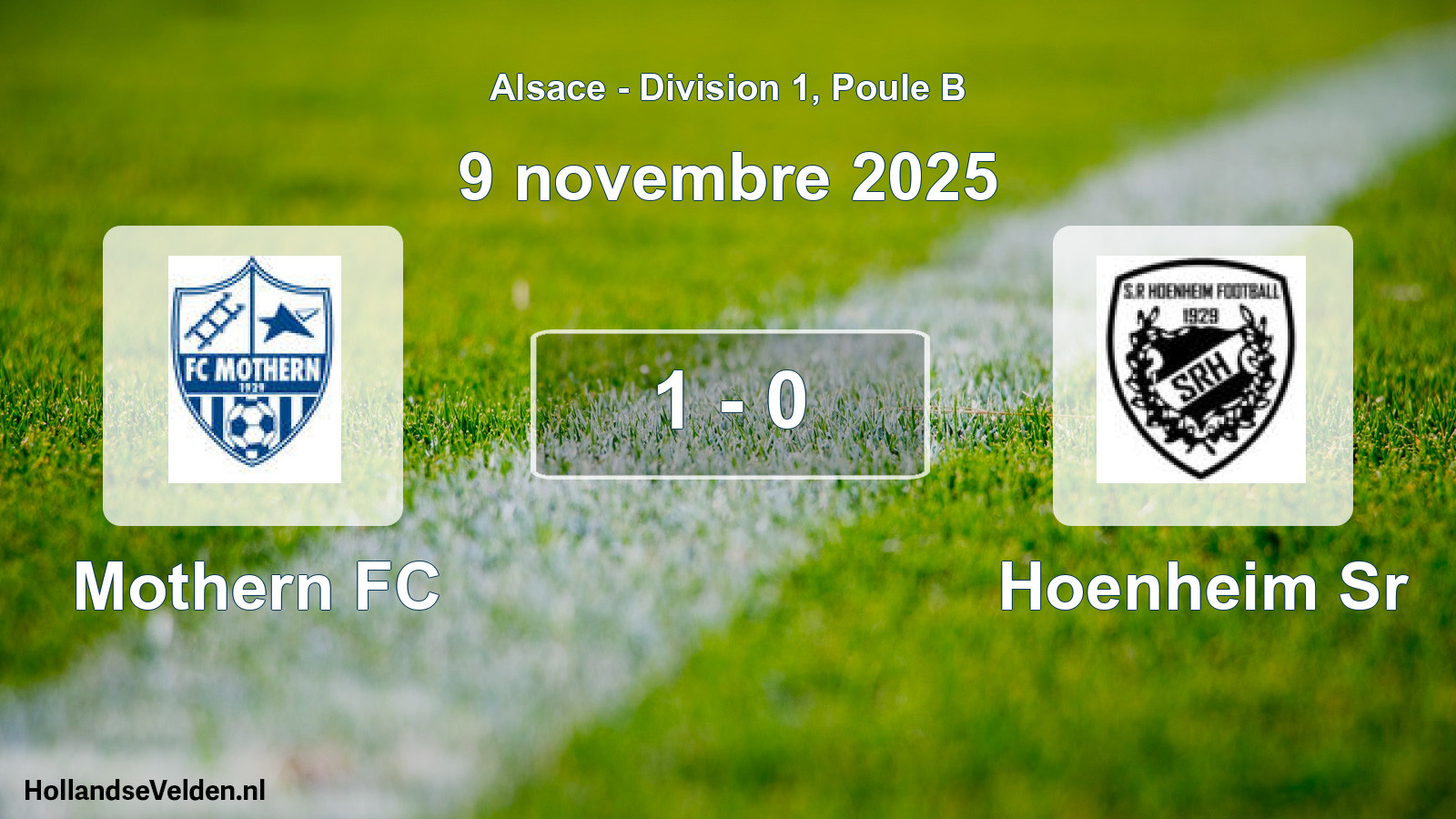 Match joué: Mothern FC - Hoenheim Sr 1 - 0 (9 novembre 2025)
