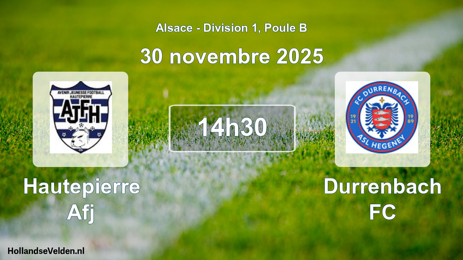 Match programmé: Hautepierre Afj - Durrenbach FC (30 novembre 2025)