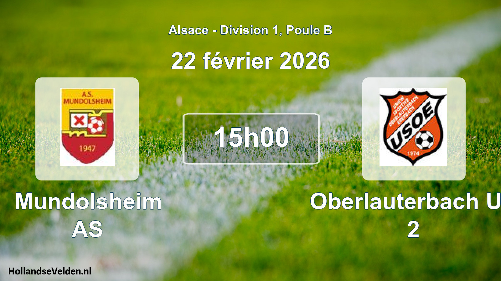 Match programmé: Mundolsheim AS - Oberlauterbach US 2 (22 février 2026)