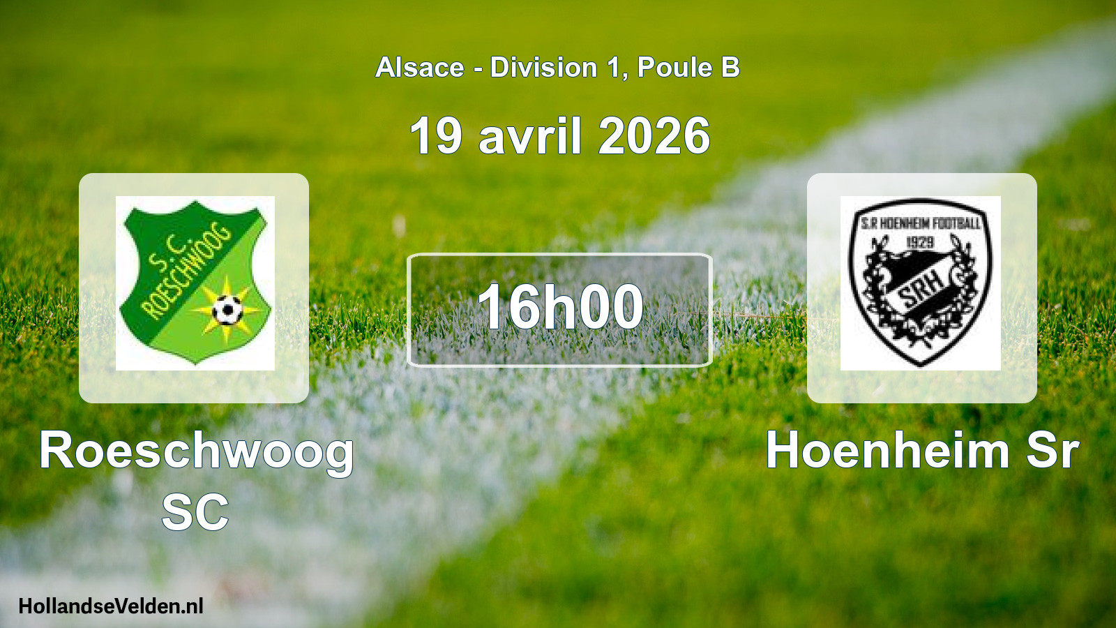 Match programmé: Roeschwoog SC - Hoenheim Sr (19 avril 2026)
