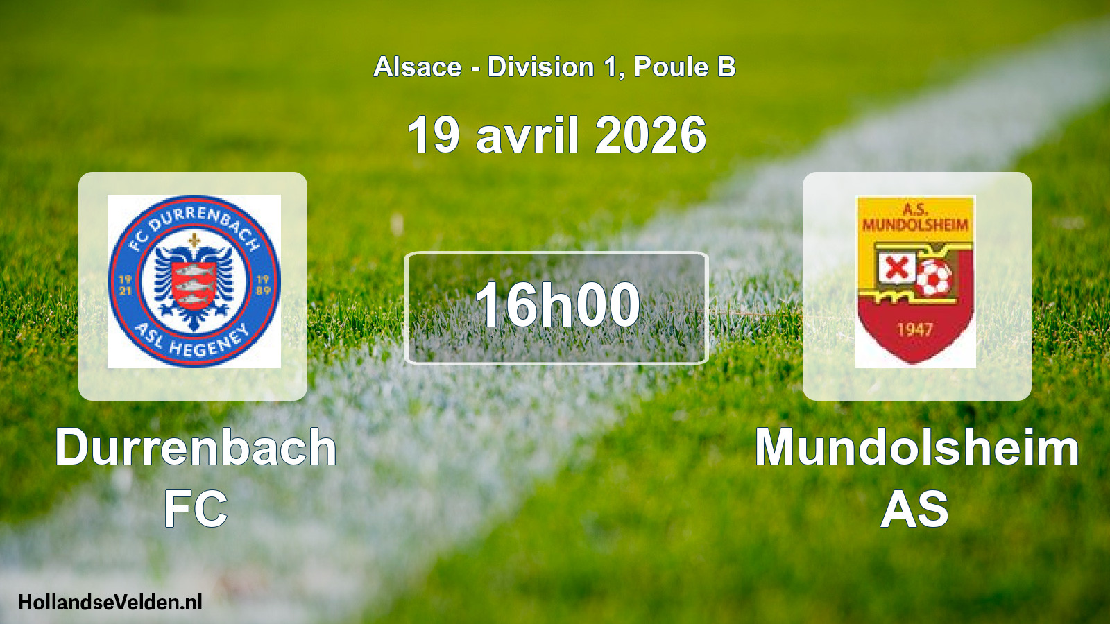 Match programmé: Durrenbach FC - Mundolsheim AS (19 avril 2026)