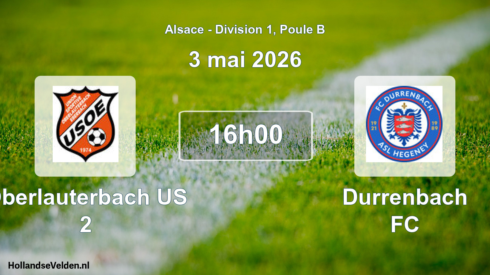 Match programmé: Oberlauterbach US 2 - Durrenbach FC (3 mai 2026)