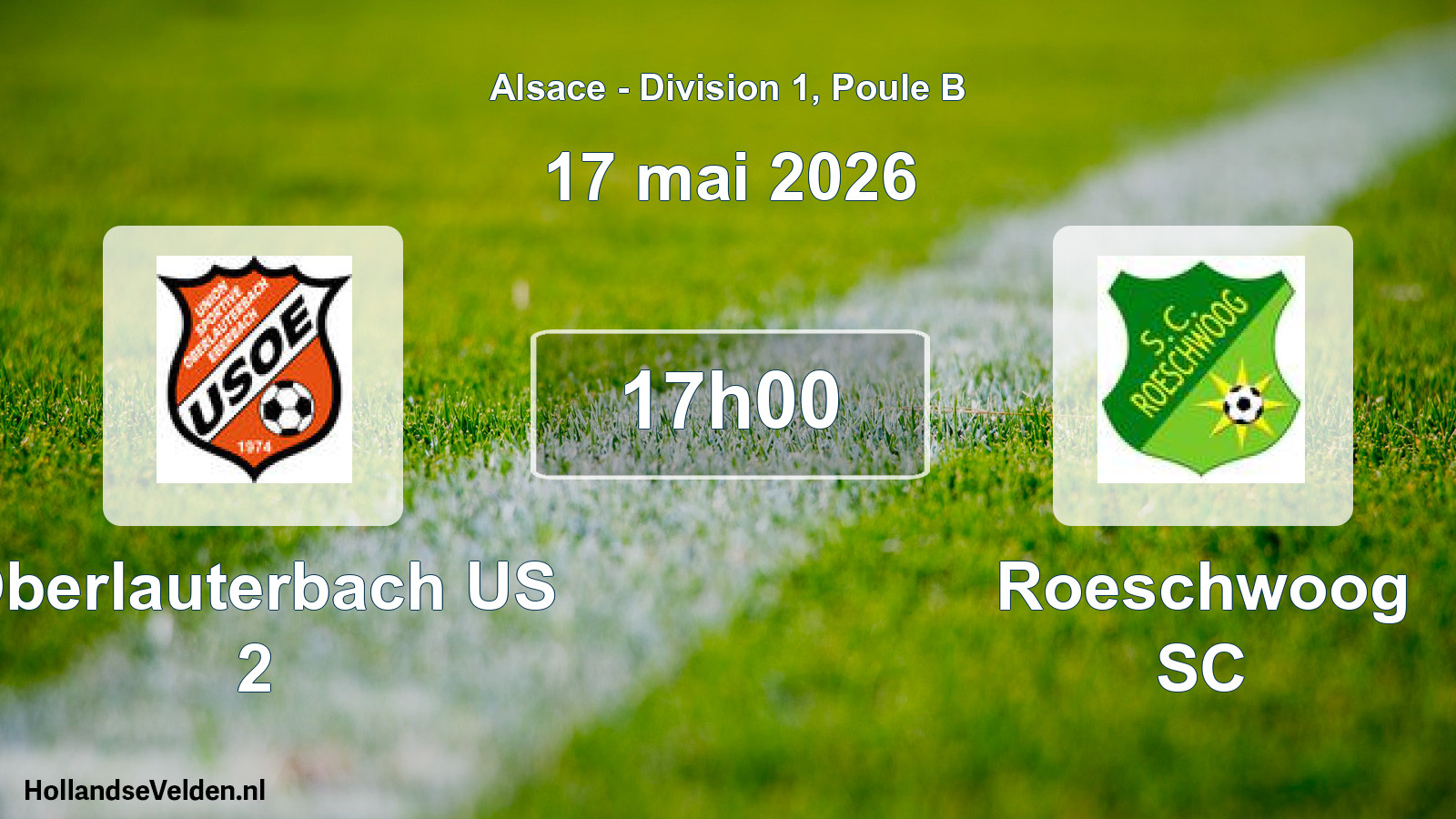 Match programmé: Oberlauterbach US 2 - Roeschwoog SC (17 mai 2026)