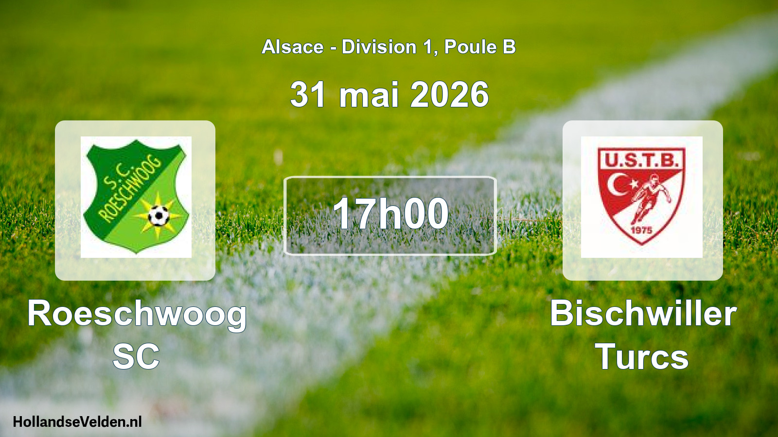 Match programmé: Roeschwoog SC - Bischwiller Turcs (31 mai 2026)