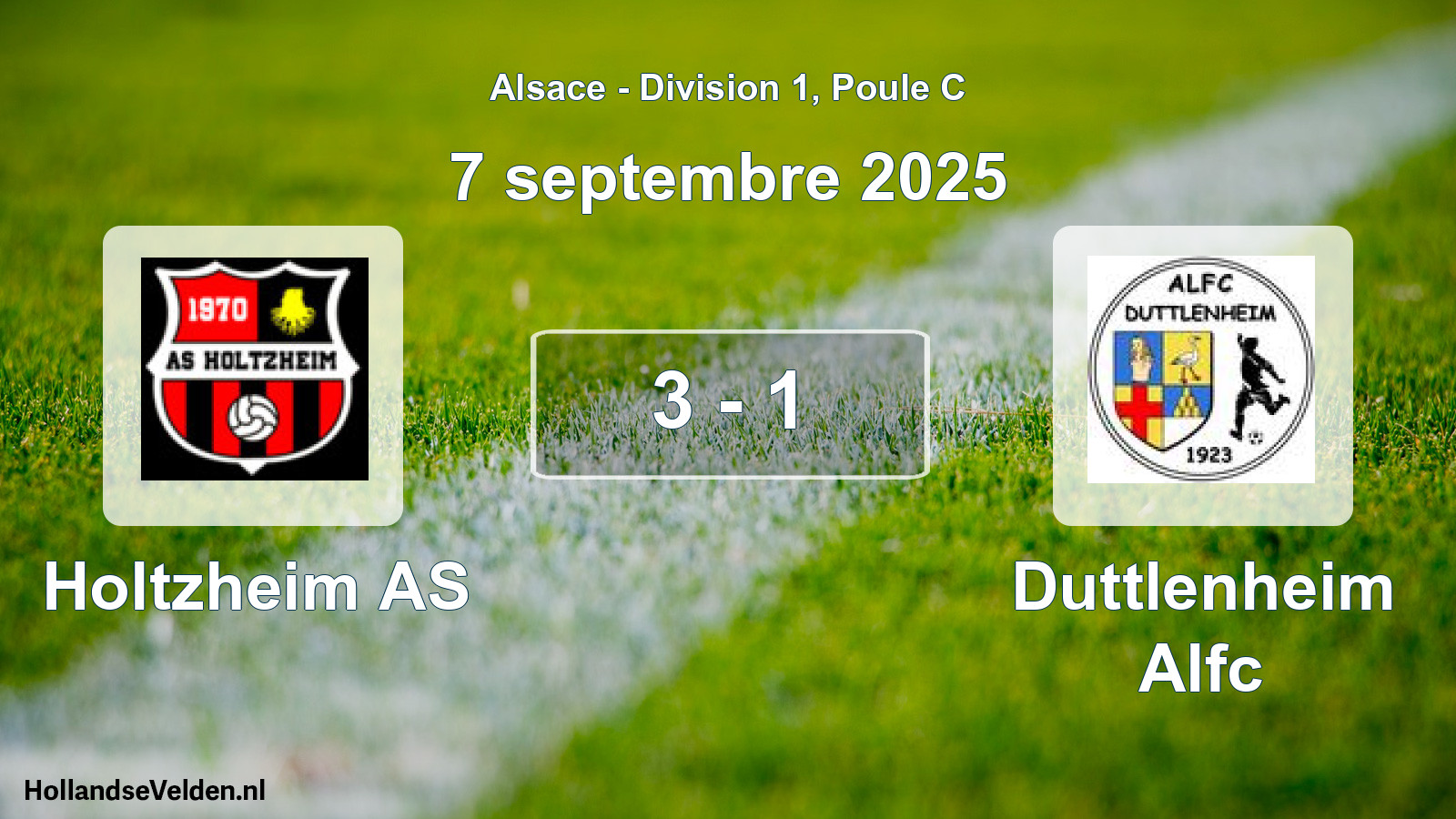 Match joué: Holtzheim AS - Duttlenheim Alfc 3 - 1 (7 septembre 2025)