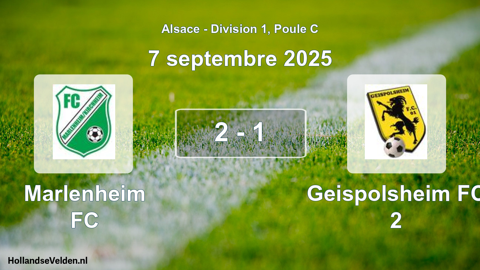 Match joué: Marlenheim FC - Geispolsheim FC 2 2 - 1 (7 septembre 2025)