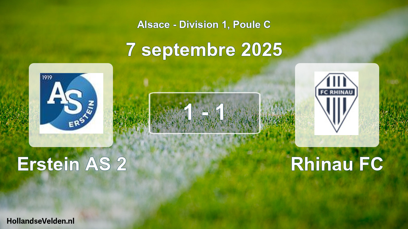Match joué: Erstein AS 2 - Rhinau FC 1 - 1 (7 septembre 2025)