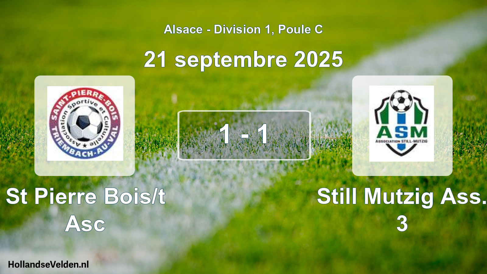 Total number of matches played: St Pierre Bois/t Asc - Still Mutzig Ass. 3 1 - 1 (21 September 2025)