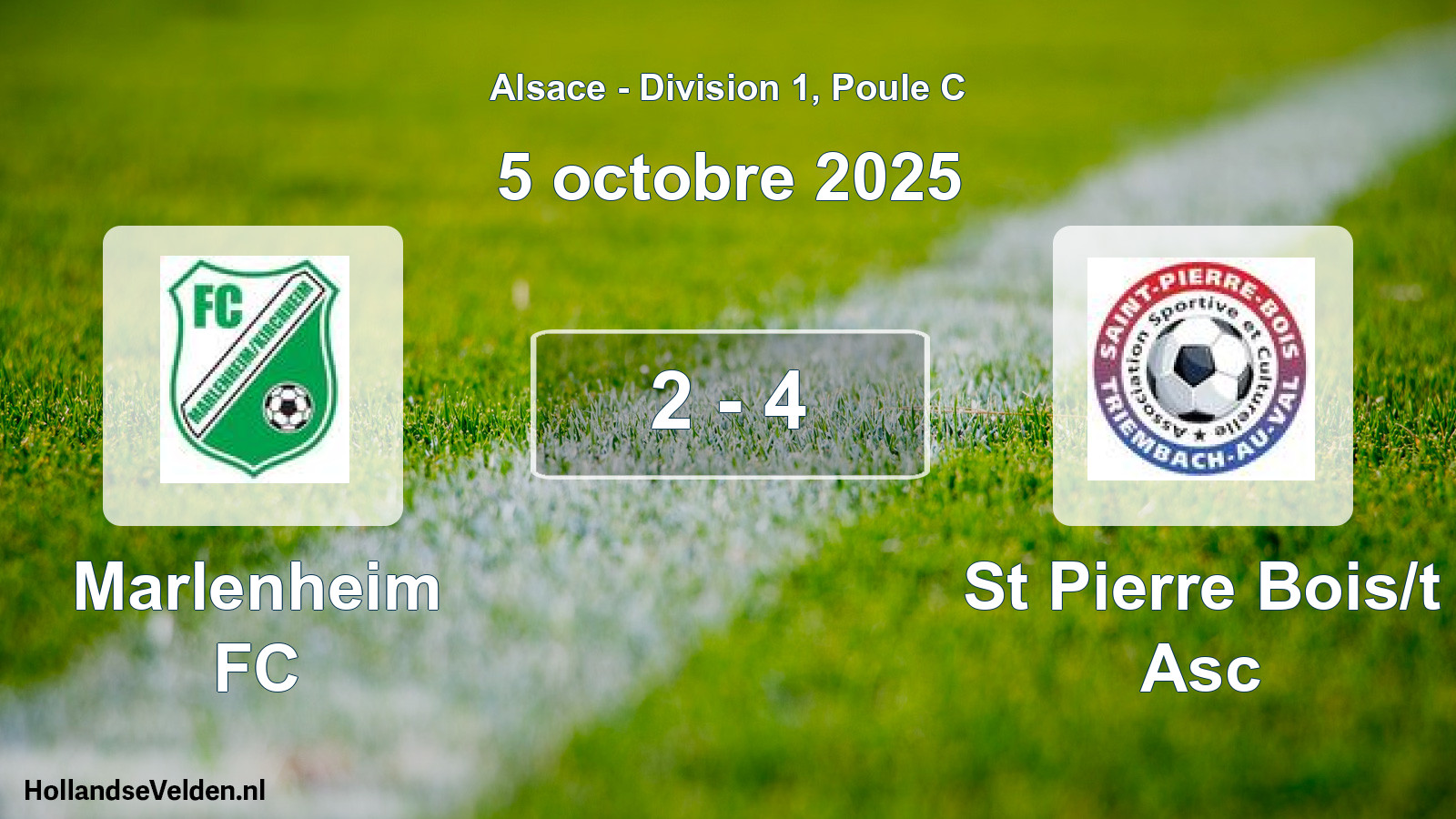 Gespeelde wedstrijd: Marlenheim FC - St Pierre Bois/t Asc 2 - 4 (5 oktober 2025)