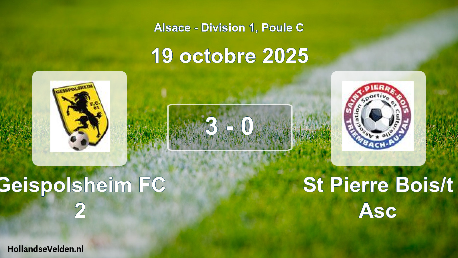 Match joué: Geispolsheim FC 2 - St Pierre Bois/t Asc 3 - 0 (19 octobre 2025)