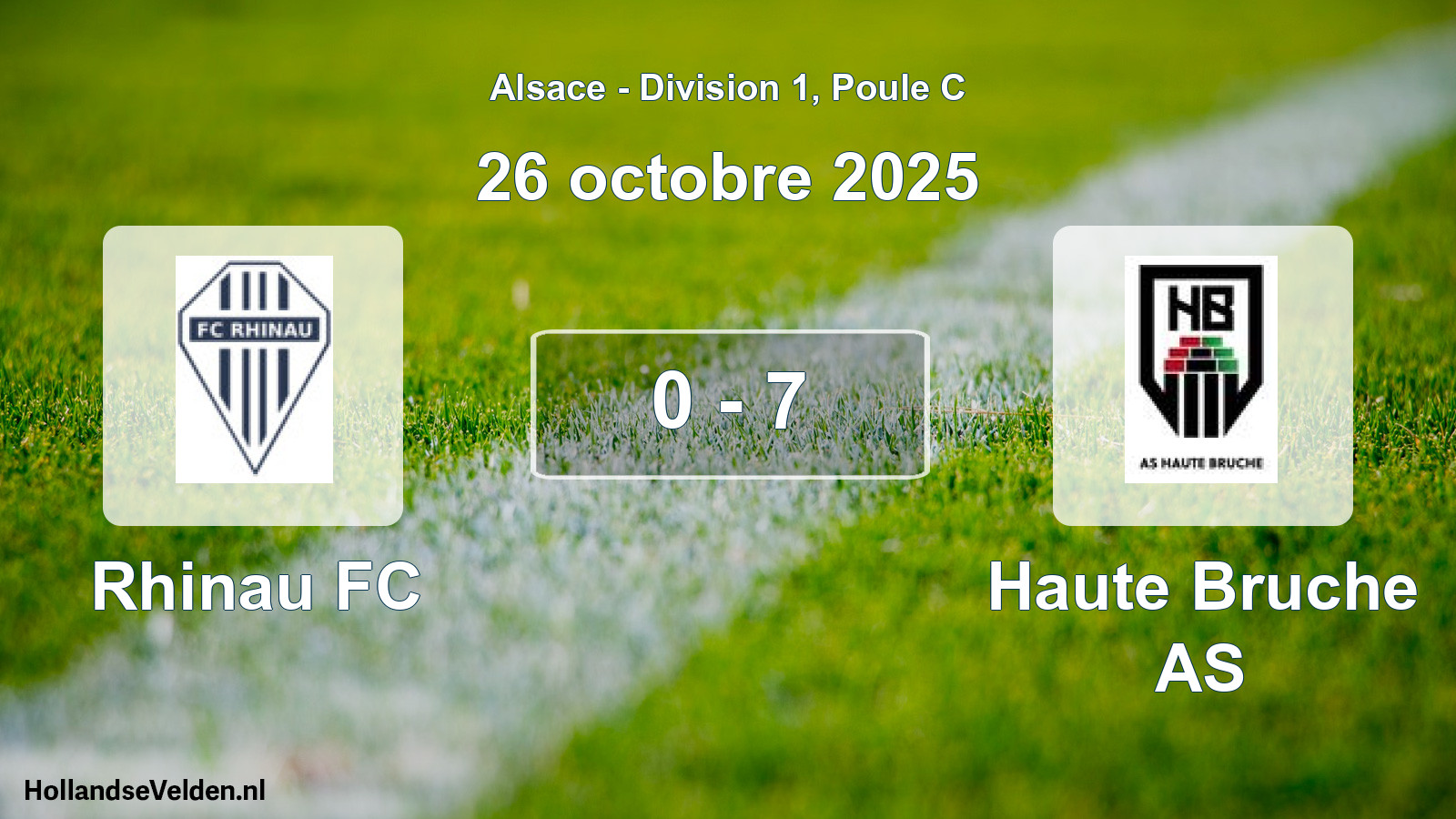 Match joué: Rhinau FC - Haute Bruche AS 0 - 7 (26 octobre 2025)