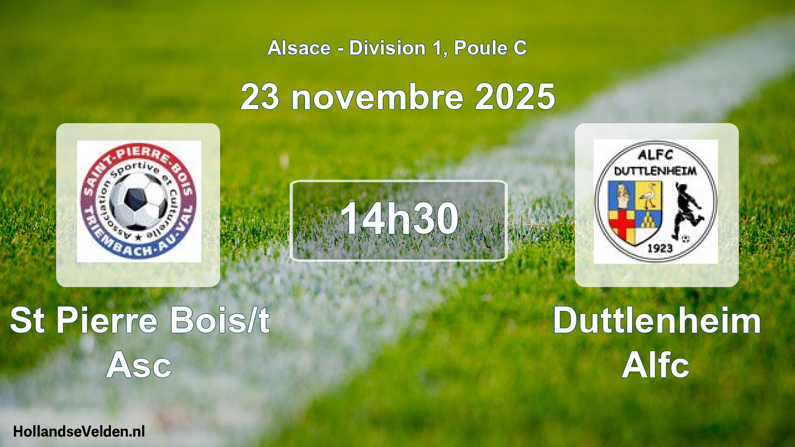 Match programmé: St Pierre Bois/t Asc - Duttlenheim Alfc (23 novembre 2025)