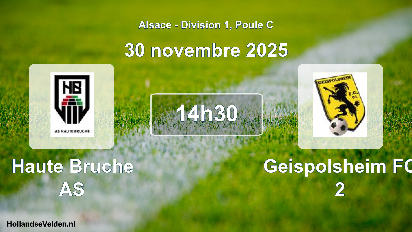Match programmé: Haute Bruche AS - Geispolsheim FC 2 (30 novembre 2025)