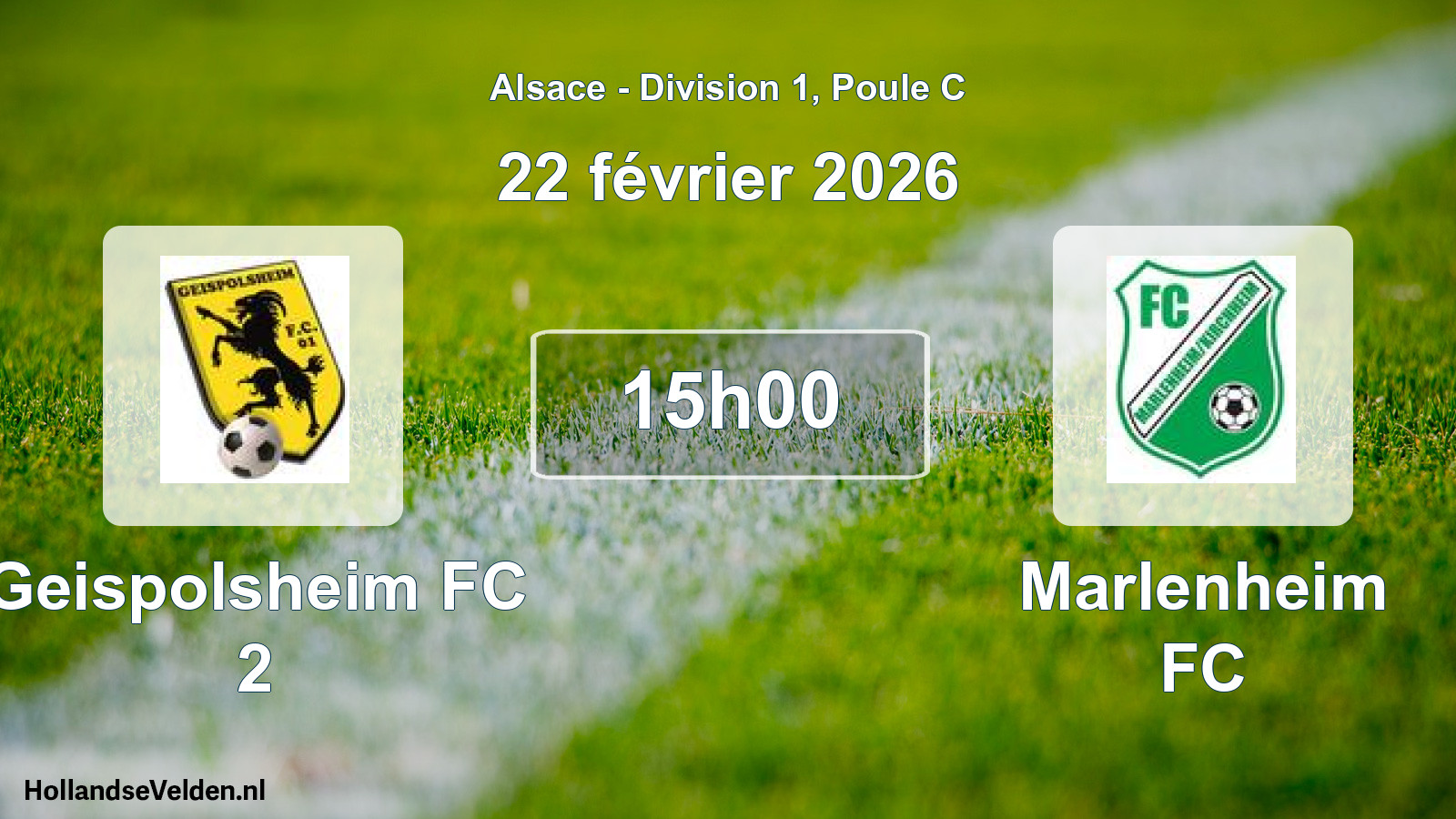 Match programmé: Geispolsheim FC 2 - Marlenheim FC (22 février 2026)