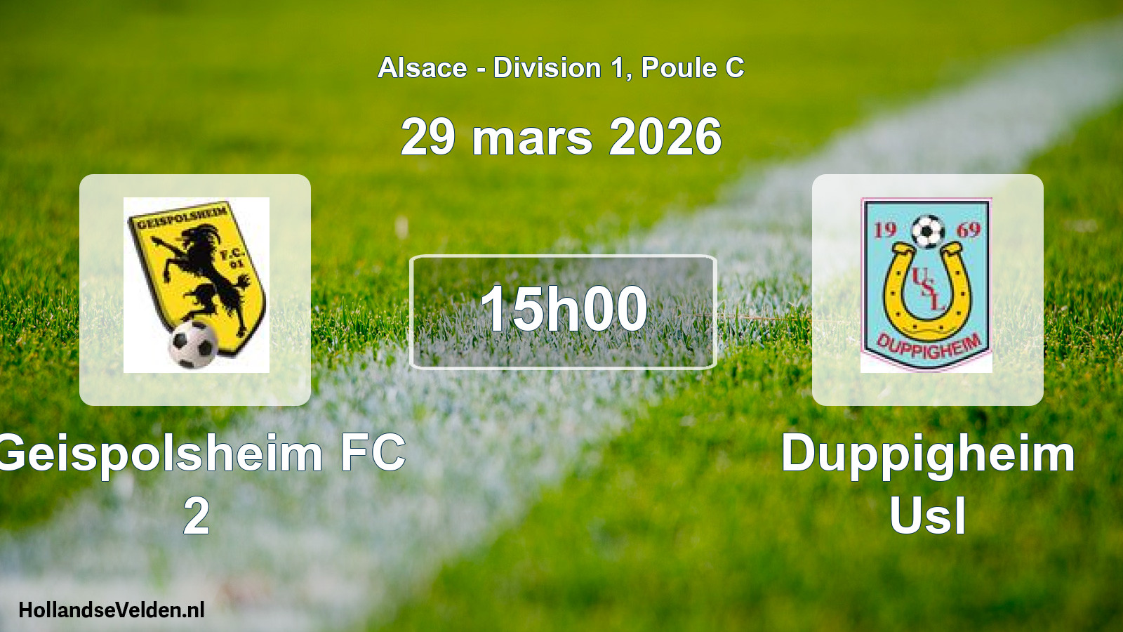 Match programmé: Geispolsheim FC 2 - Duppigheim Usl (29 mars 2026)