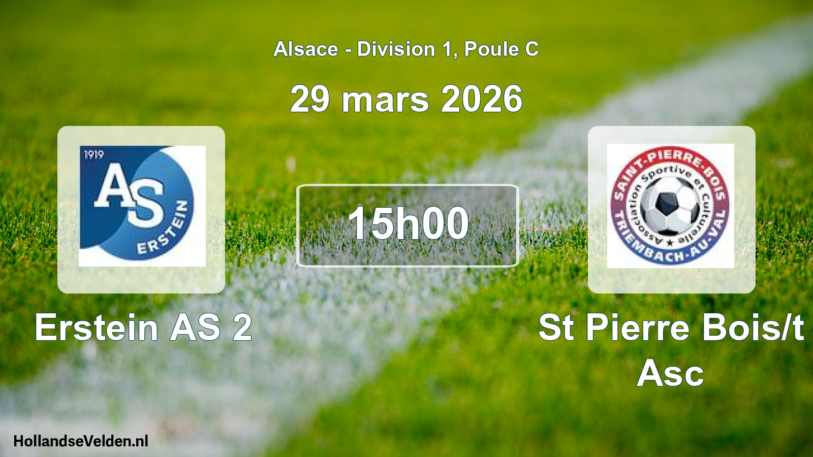 Match programmé: Erstein AS 2 - St Pierre Bois/t Asc (29 mars 2026)