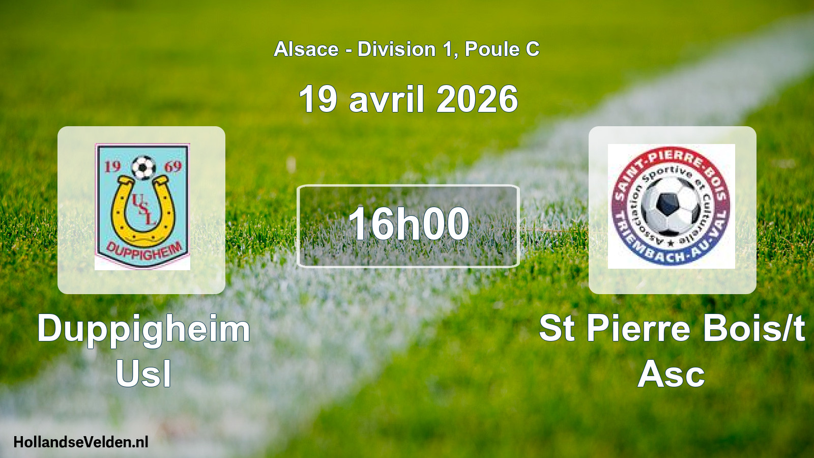 Match programmé: Duppigheim Usl - St Pierre Bois/t Asc (19 avril 2026)