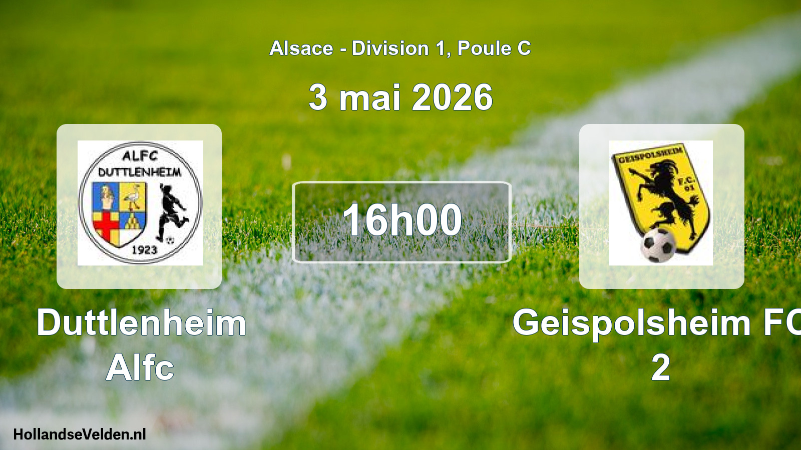 Match programmé: Duttlenheim Alfc - Geispolsheim FC 2 (3 mai 2026)