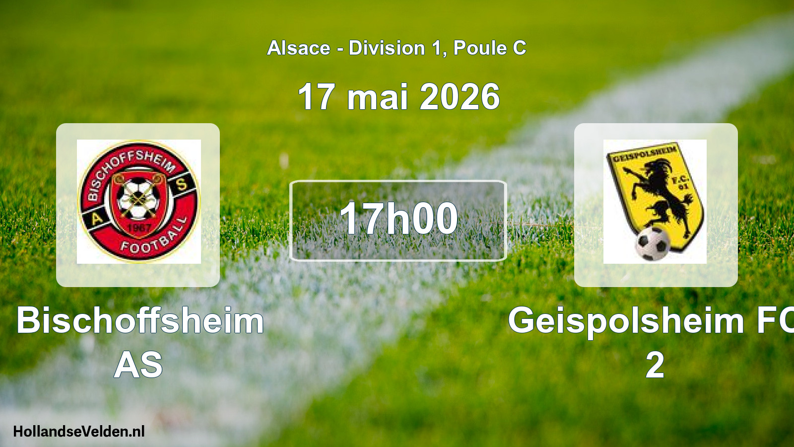 Match programmé: Bischoffsheim AS - Geispolsheim FC 2 (17 mai 2026)