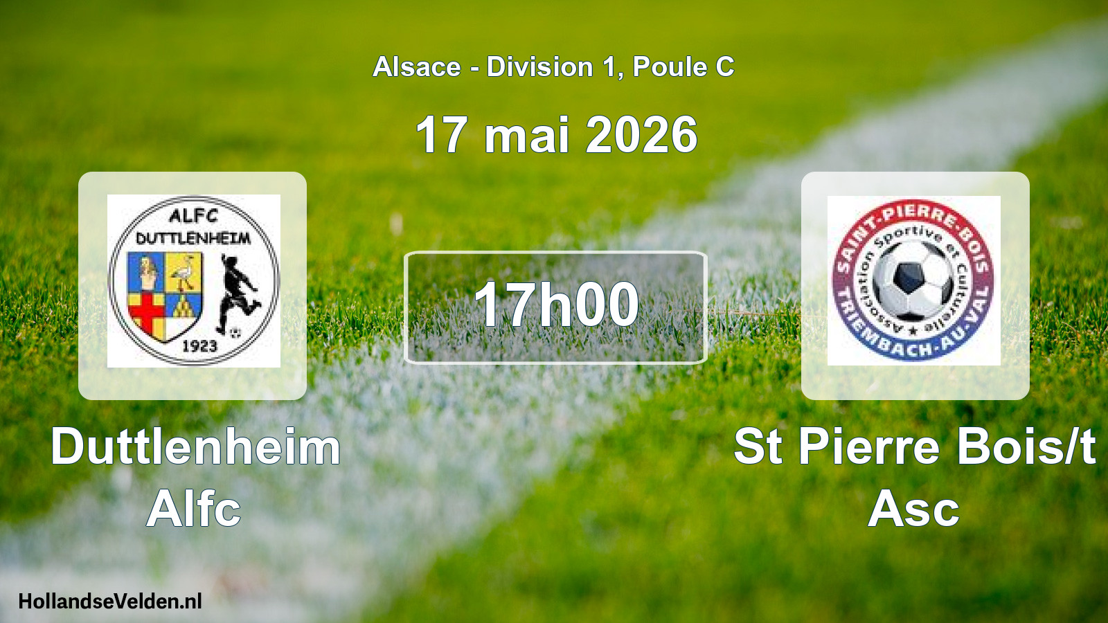 Match programmé: Duttlenheim Alfc - St Pierre Bois/t Asc (17 mai 2026)