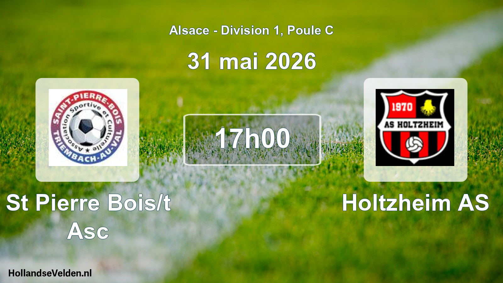 Scheduled Match: St Pierre Bois/t Asc - Holtzheim AS (31 May 2026)