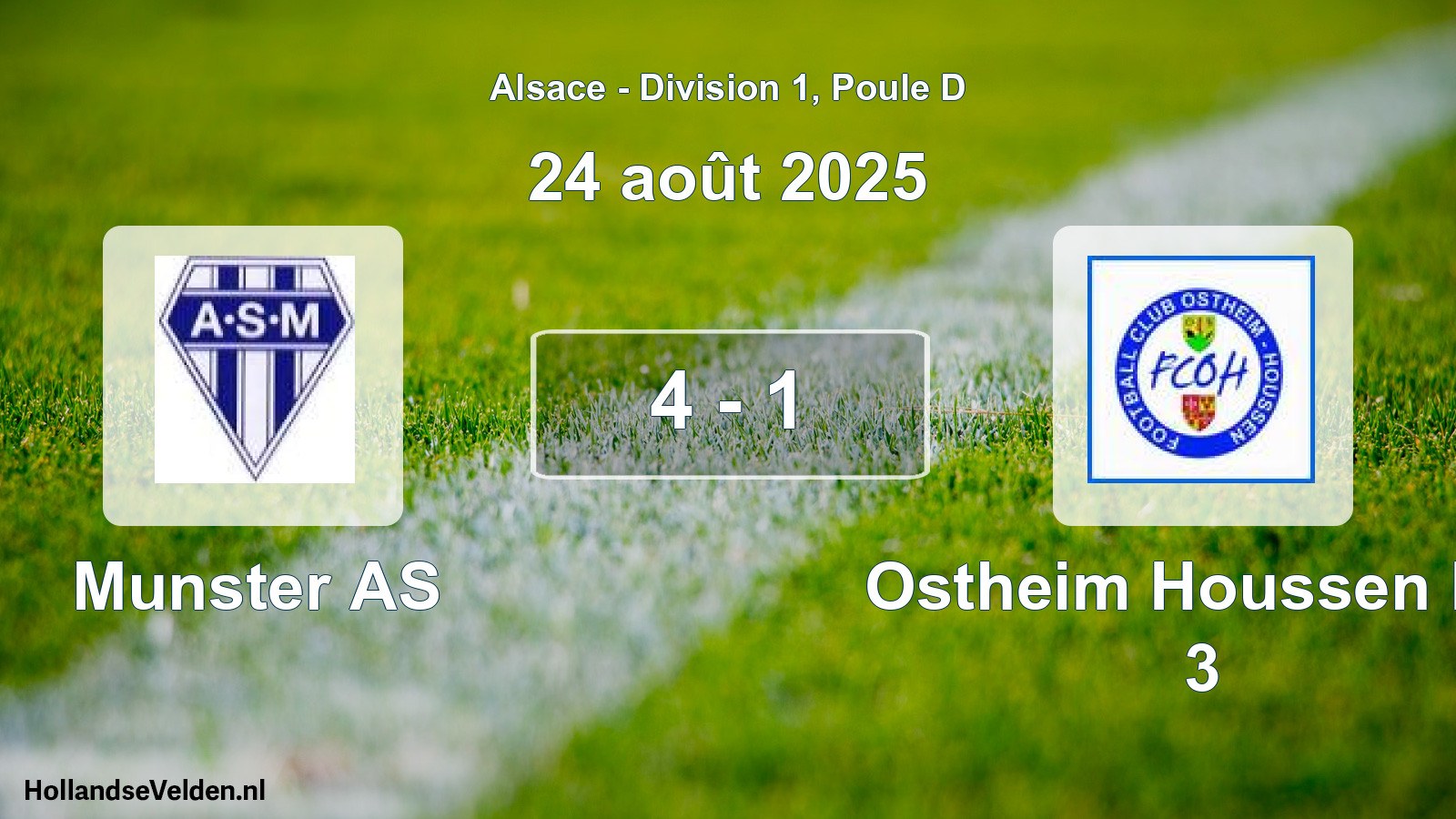 Match joué: Munster AS - Ostheim Houssen FC 3 4 - 1 (24 août 2025)