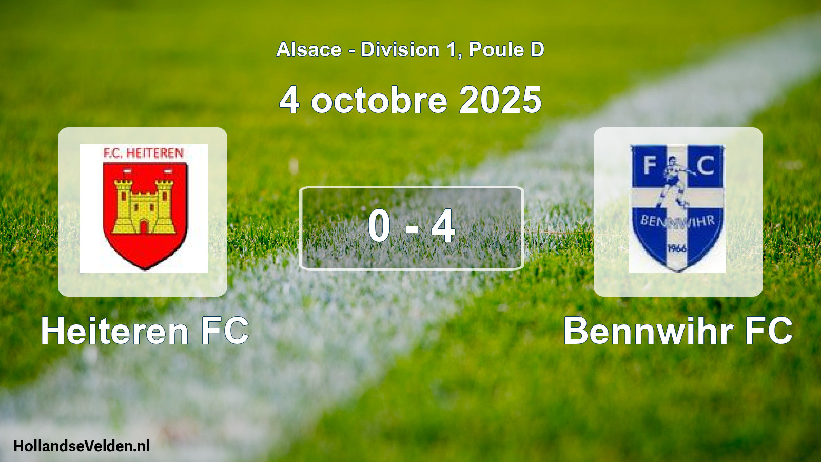Match joué: Heiteren FC - Bennwihr FC 0 - 4 (4 octobre 2025)
