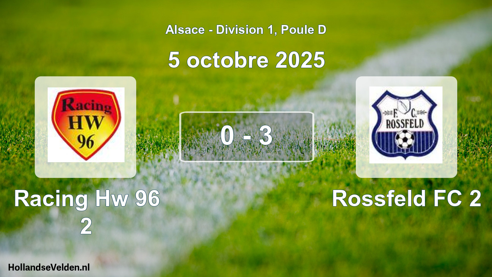 Gespeelde wedstrijd: Racing Hw 96 2 - Rossfeld FC 2 0 - 3 (5 oktober 2025)