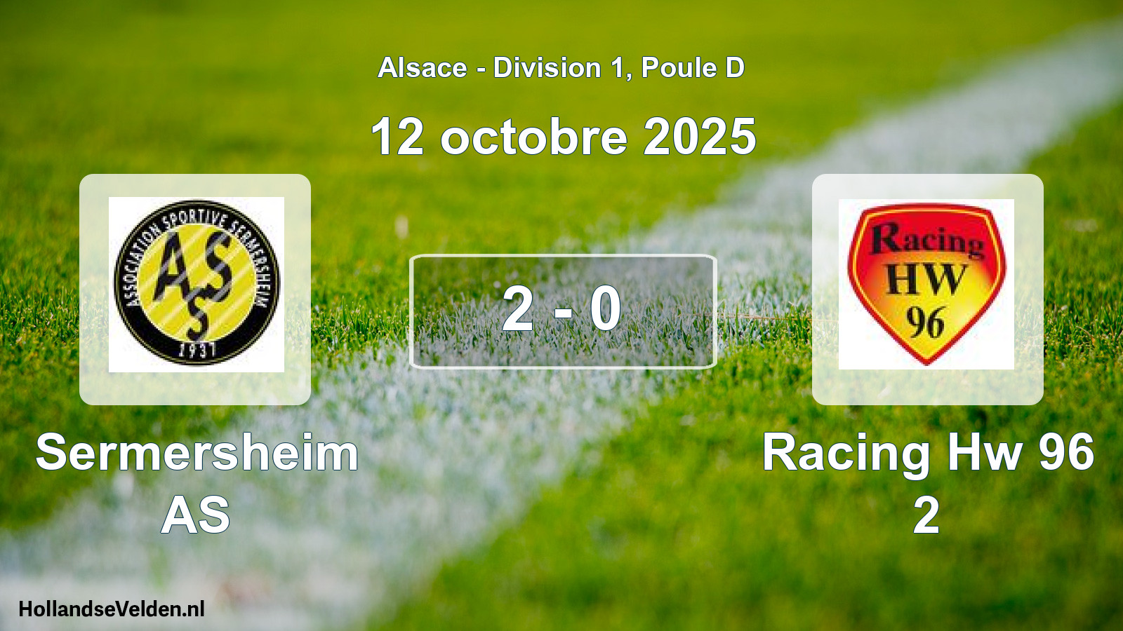 Gespeelde wedstrijd: Sermersheim AS - Racing Hw 96 2 2 - 0 (12 oktober 2025)