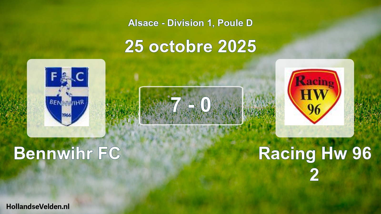 Match joué: Bennwihr FC - Racing Hw 96 2 7 - 0 (25 octobre 2025)
