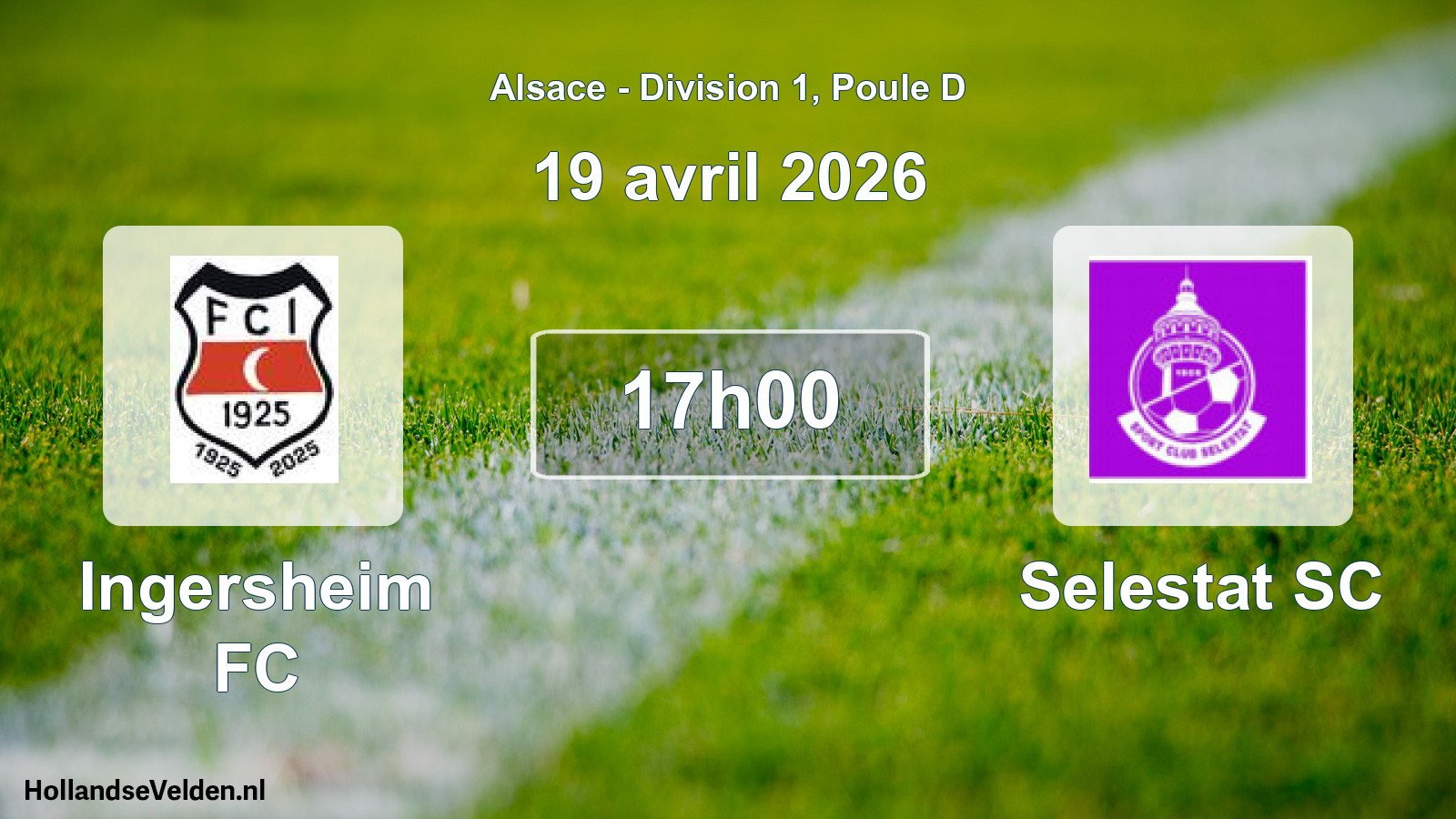 Match programmé: Ingersheim FC - Selestat SC (19 avril 2026)
