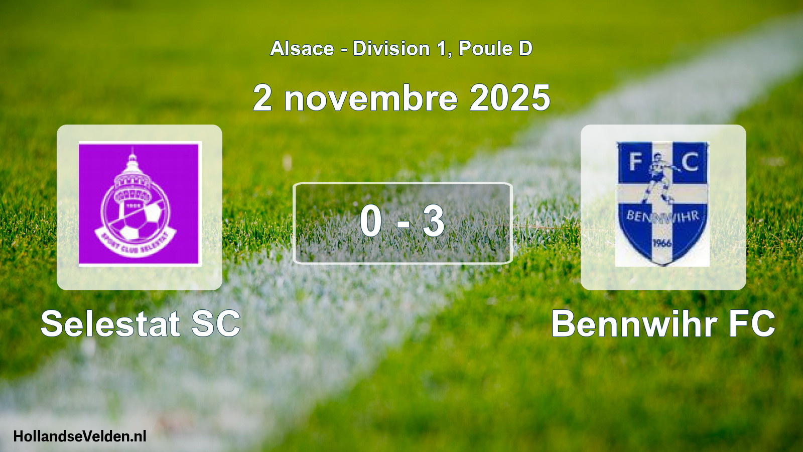 Match joué: Selestat SC - Bennwihr FC 0 - 3 (2 novembre 2025)