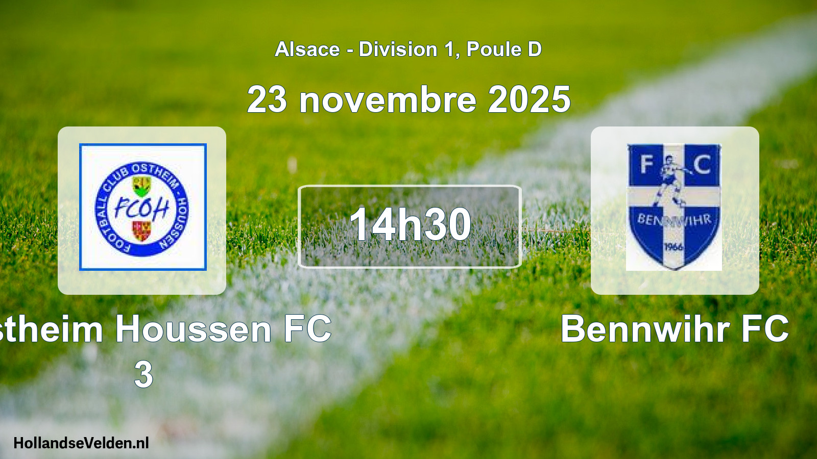 Match programmé: Ostheim Houssen FC 3 - Bennwihr FC (23 novembre 2025)