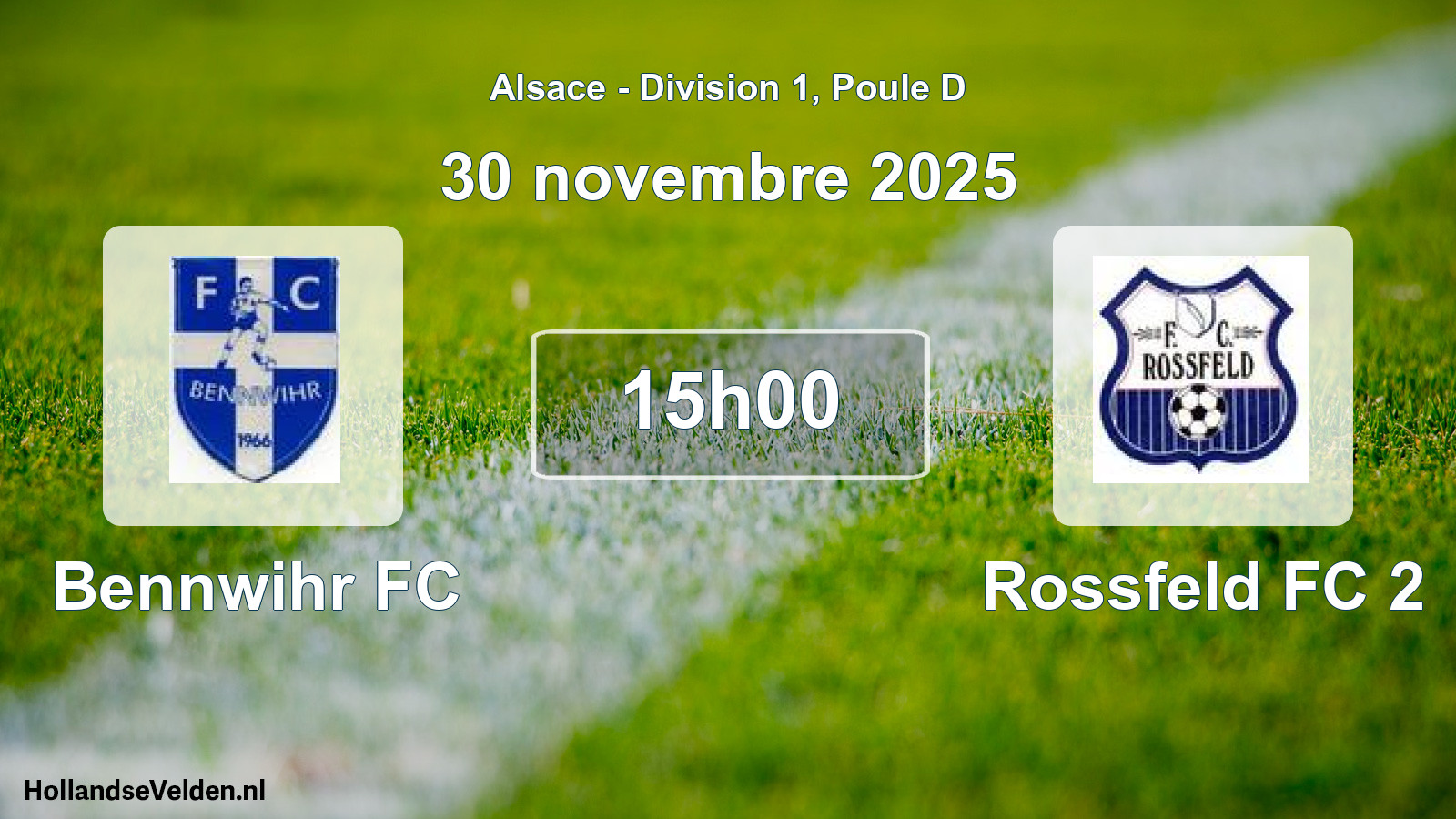 Match programmé: Bennwihr FC - Rossfeld FC 2 (30 novembre 2025)